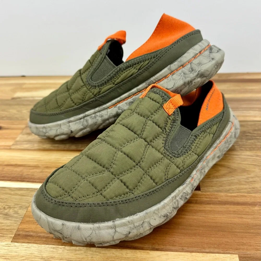 Merrell Kids Slip On‎ Casual Quilted Comfort Shoes Green Orange Size 3.5